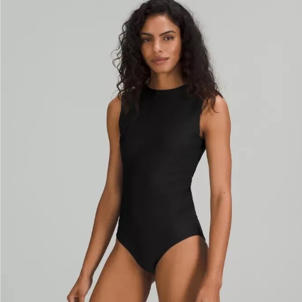 NWT Lululemon Waterside High Neck One piece swimsuit in black. XS